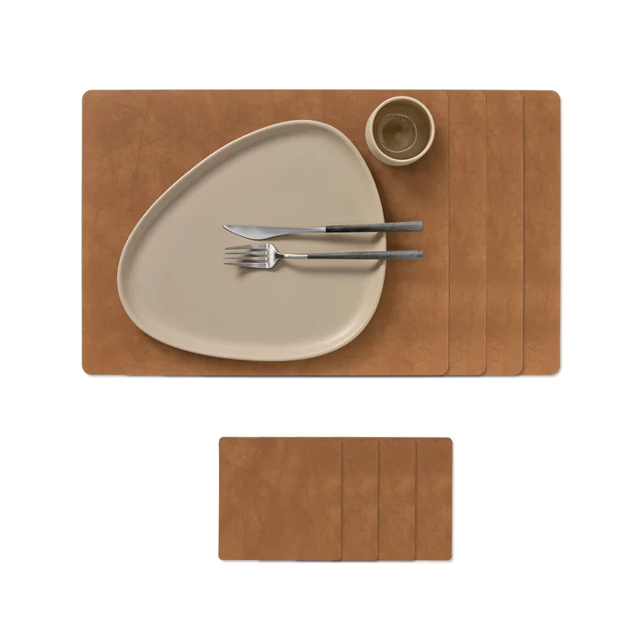 Lind DNA - Geschenkset Square L, Nupo natur (4 Tischsets + 4 Glasuntersetzer)