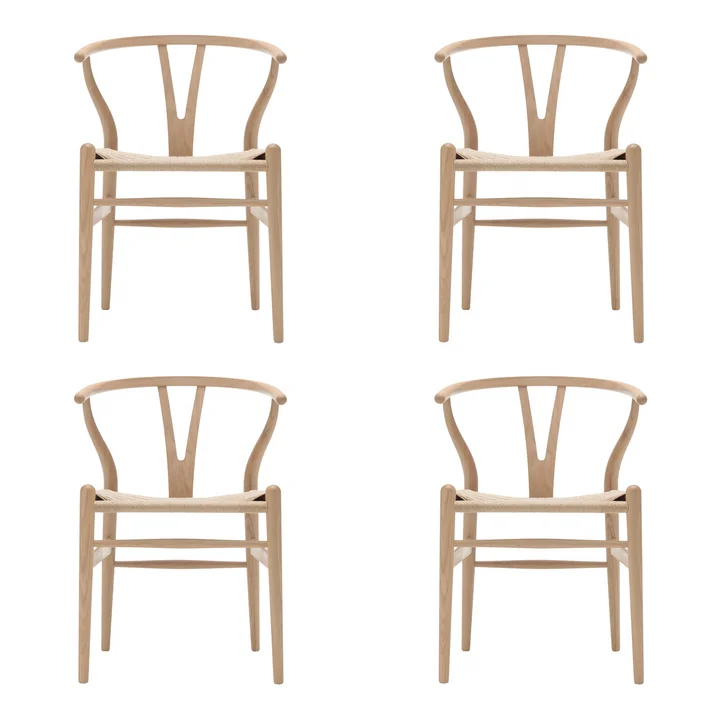 Carl Hansen - CH24 Wishbone Chair, Eiche weiß geölt / Naturgeflecht (4er-Set)