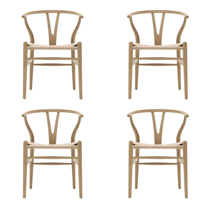 Carl Hansen - CH24 Wishbone Chair, Eiche geseift / Naturgeflecht (4er-Set)