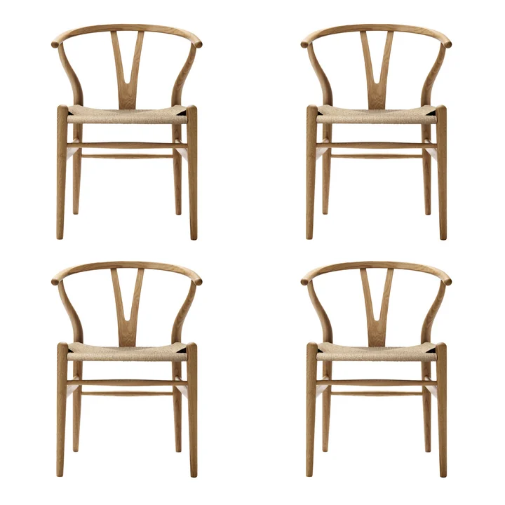 Carl Hansen - CH24 Wishbone Chair, Eiche geölt / Naturgeflecht (4er-Set)