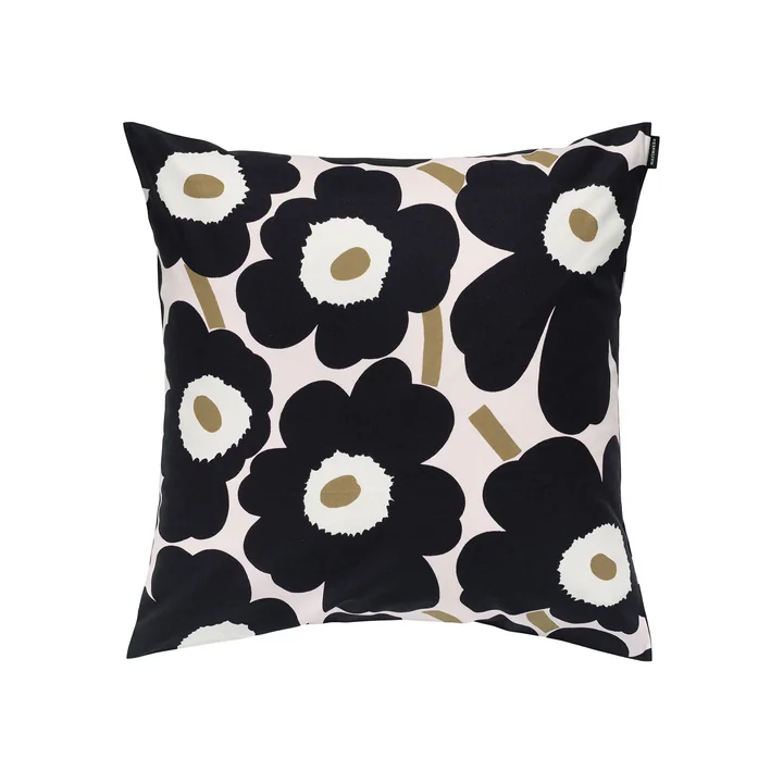 Marimekko - Pieni Unikko Kissenbezug, 50 x 50 cm, pink / charcoal / lt.brown