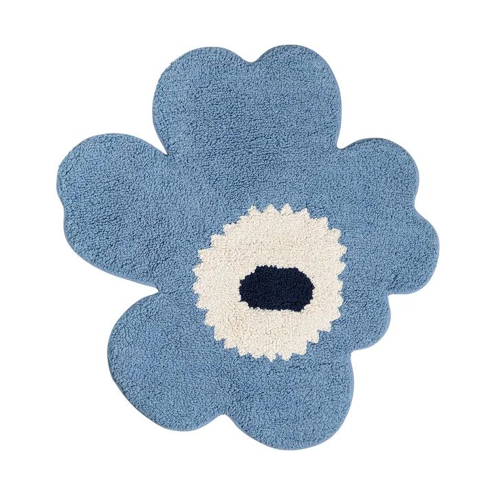 Marimekko - Unikko Badematte, 73 x 74 cm, light blue / off white / navy