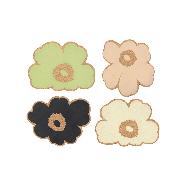 Marimekko - Unikko Glasuntersetzer 12 cm, mehrfarbig (4er-Set)