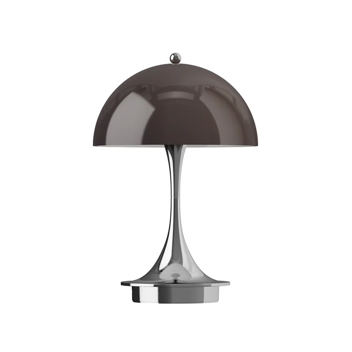Panthella 160 Portable V3 Akku LED-Tischleuchte, chrom / original opal braun