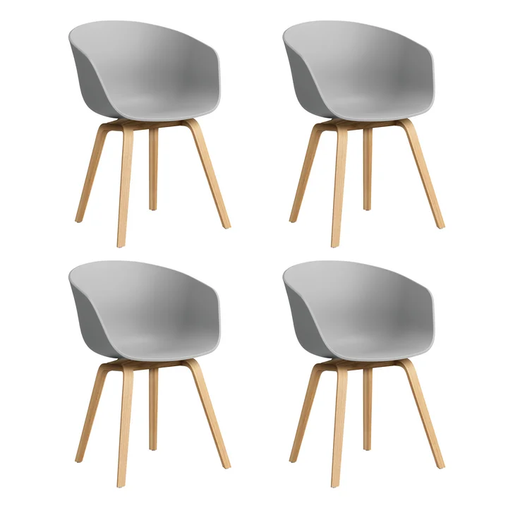 HAY - About A Chair AAC 22, Eiche lackiert / concrete grey 2.0 (Kunststoffgleiter) (4er Set)