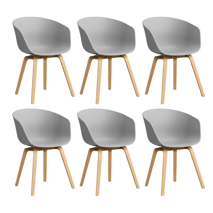 HAY - About A Chair AAC 22, Eiche lackiert / concrete grey 2.0 (Kunststoffgleiter) (6er Set)
