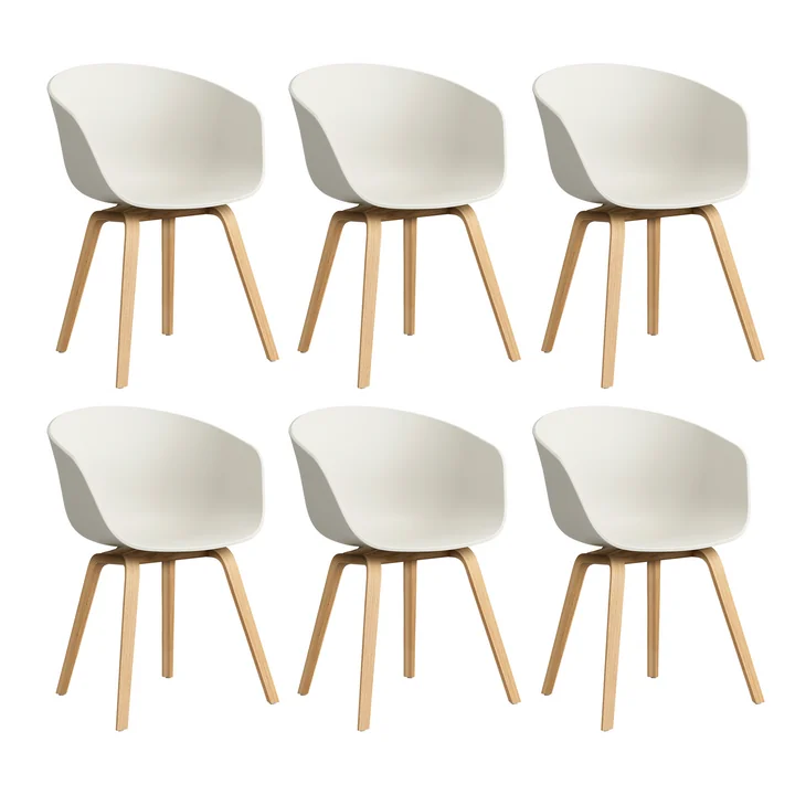 HAY - About A Chair AAC 22, Eiche lackiert / melange cream 2.0 (Kunststoffgleiter) (6er Set)