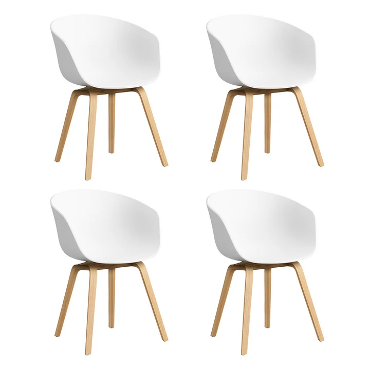 HAY - About A Chair AAC 22, Eiche lackiert / white 2.0 (Kunststoffgleiter) (4er Set)