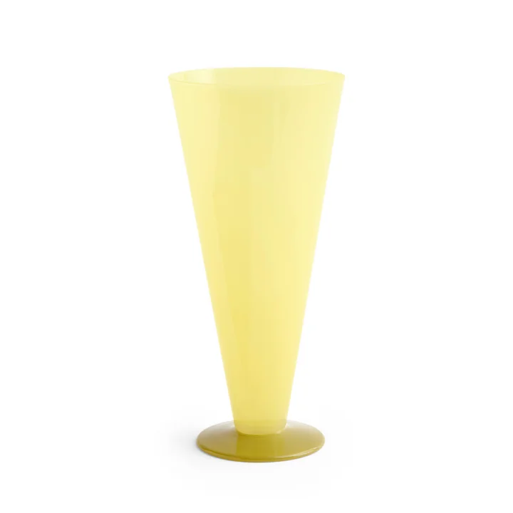 Conical Vase L, Ø 12 x H 26 cm, yellow and lime green