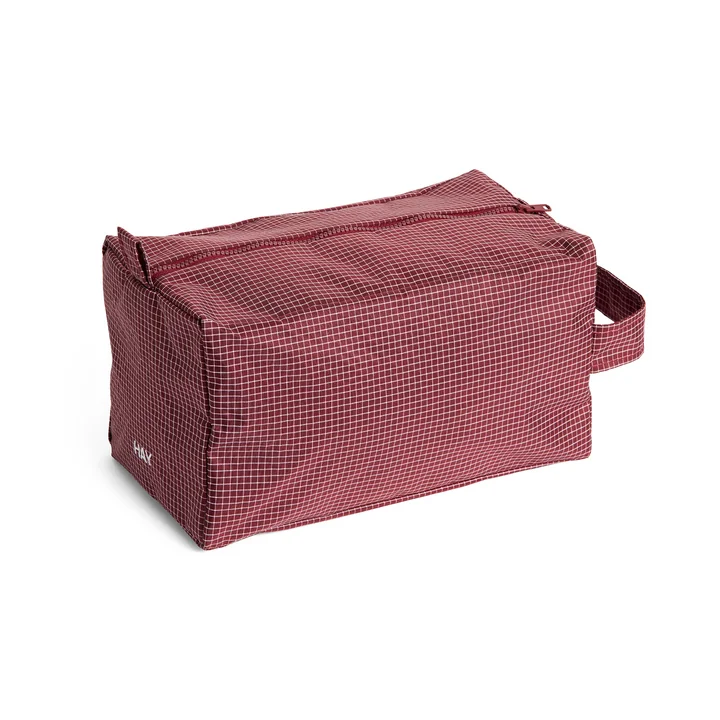 HAY - Grid Wash Bag M, burgundy