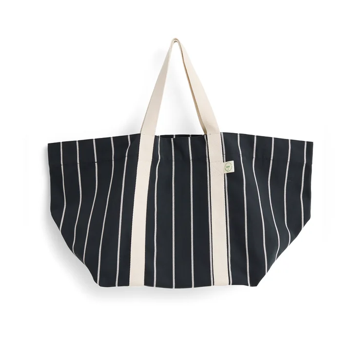 Outdoor Market Picknick Tasche M, schwarz mit beigen Streifen