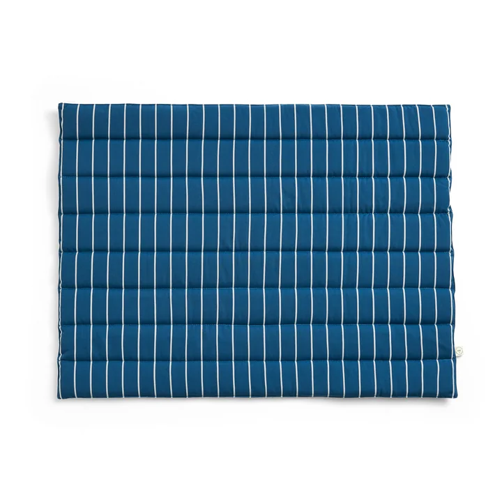 HAY - Outdoor Market Sofasitzkissen, blau mit beigen Streifen
