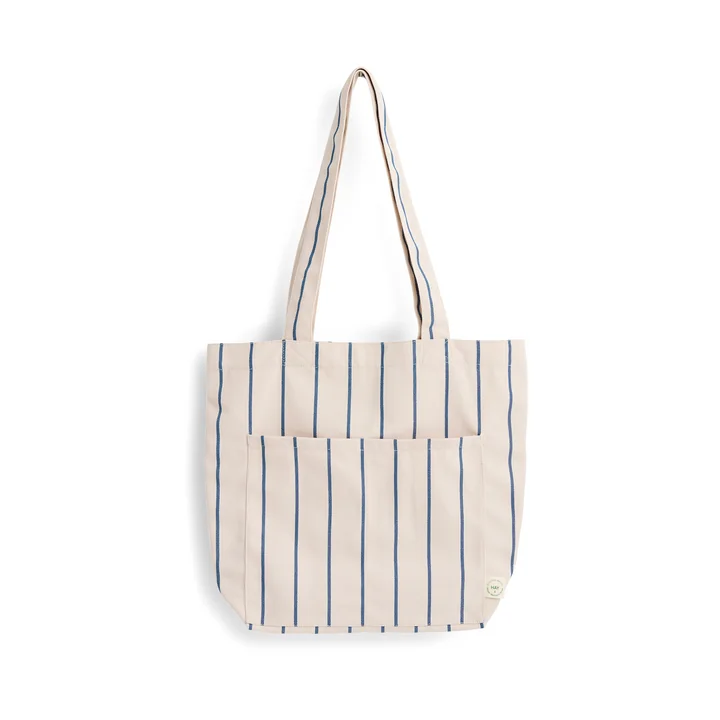 HAY - Outdoor Market Tote Bag M, beige mit blauen Streifen