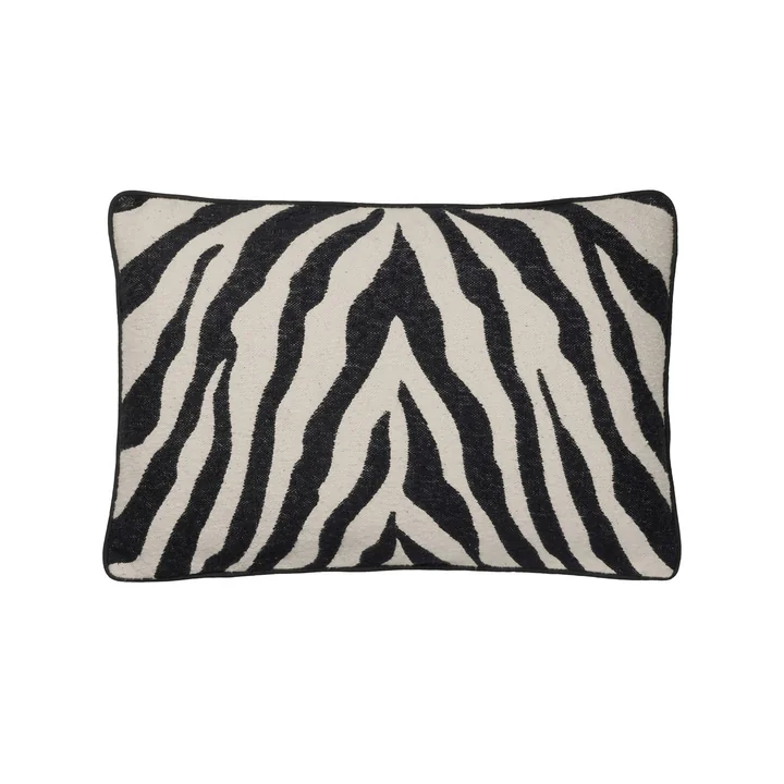 Broste Copenhagen - Zebra Kissenbezug, 40 x 60 cm, black / light Beige