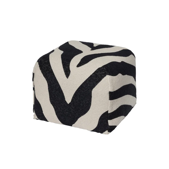 Zebra Pouf, schwarz / hellbeige