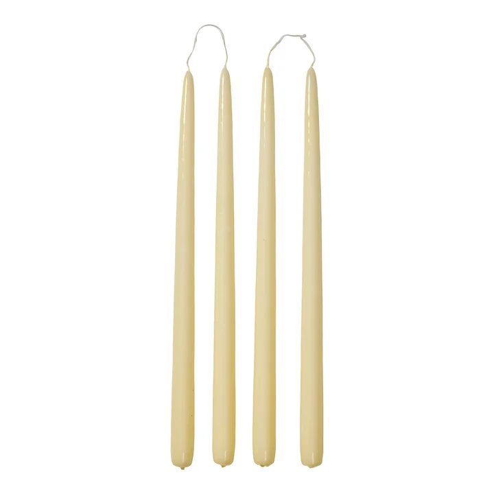Broste Copenhagen - Smooth Kerze, H 38 cm, butter yellow (4er-Set)