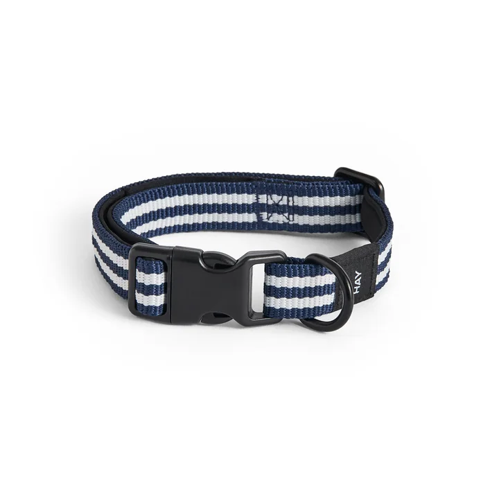 HAY - Dogs Hundehalsband, S/M, blau / weiße Streifen