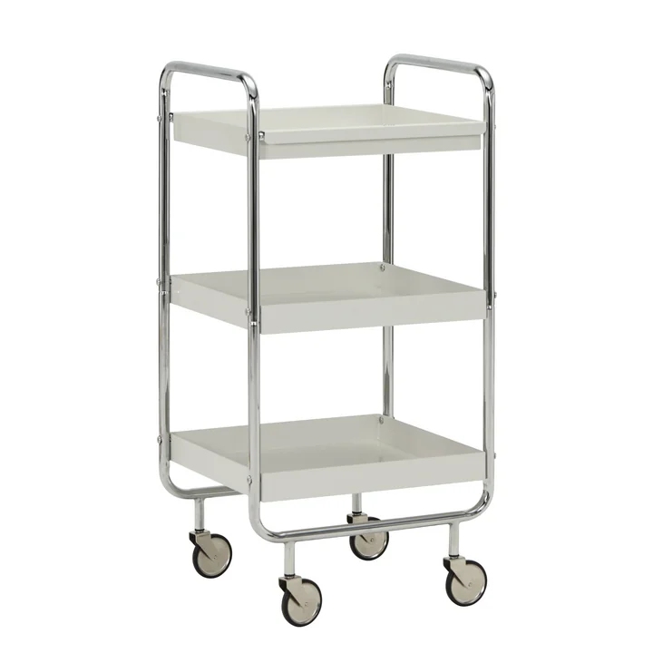 House Doctor - Servierwagen Roll, off-white / crome