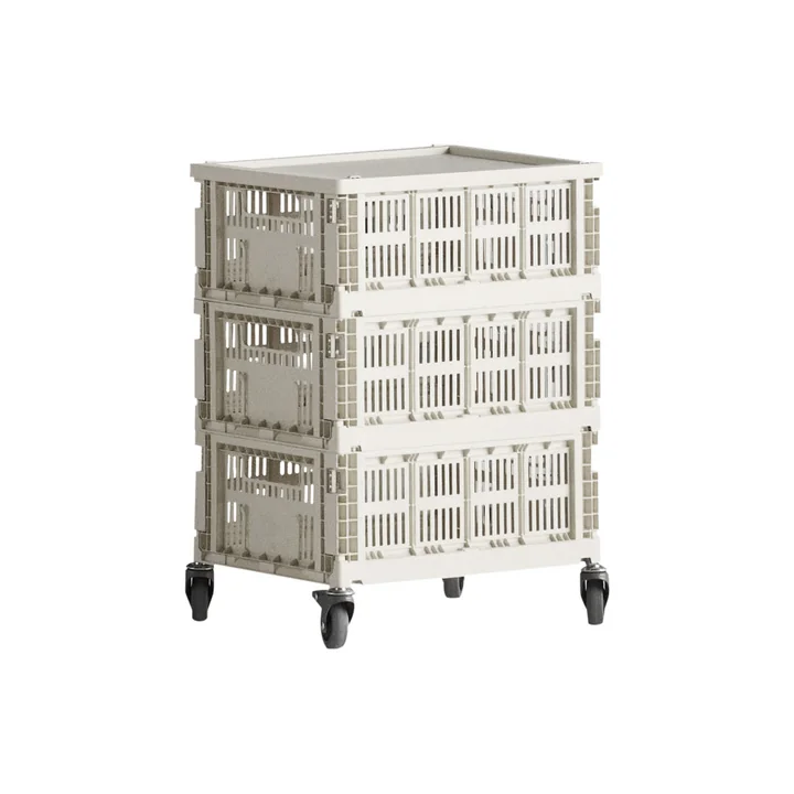 HAY - Beistelltisch auf Rollen, medium, off white, recycled