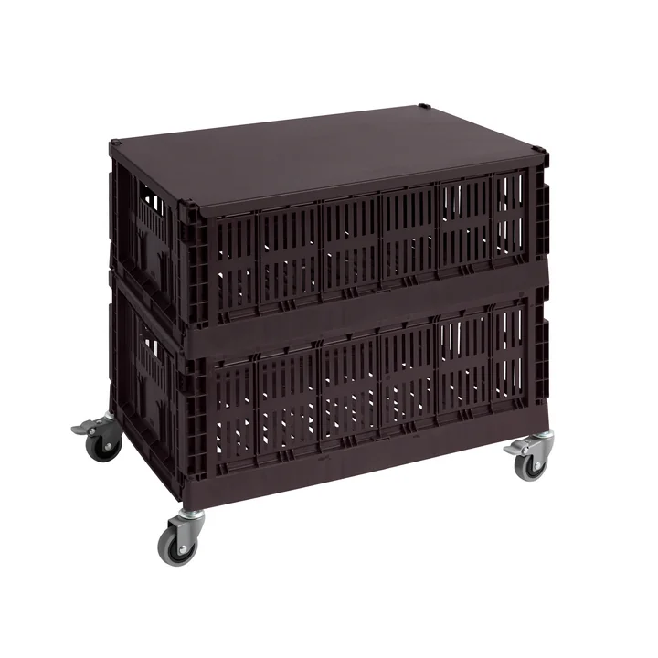 Colour Crate Beistelltisch auf Rollen, large, bordeaux, recycled