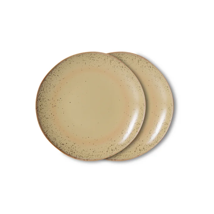 HKLiving - 70's Dessertteller, Ø 17,5 cm, grit (2er-Set)