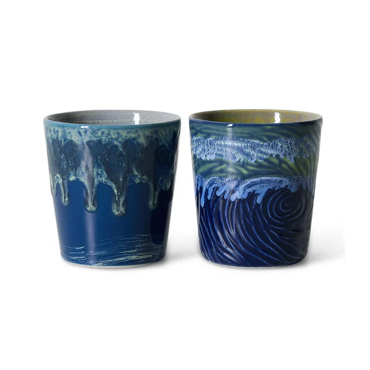 HKliving - 70's Van Gogh Kaffeebecher, 230 ml, starry night (2er-Set)