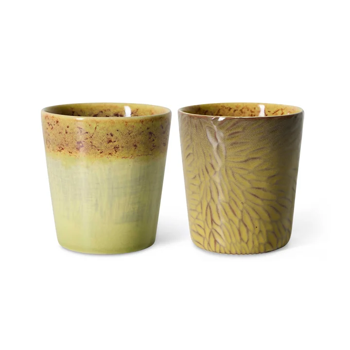 HKliving - 70's Van Gogh Kaffeebecher, 230 ml, sunflowers (2er-Set)