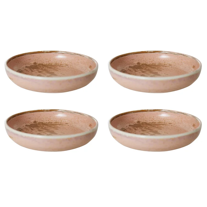 HKliving - Chef Ceramics tiefer Teller, Ø 21,5 cm, rustic pink (4er-Set)