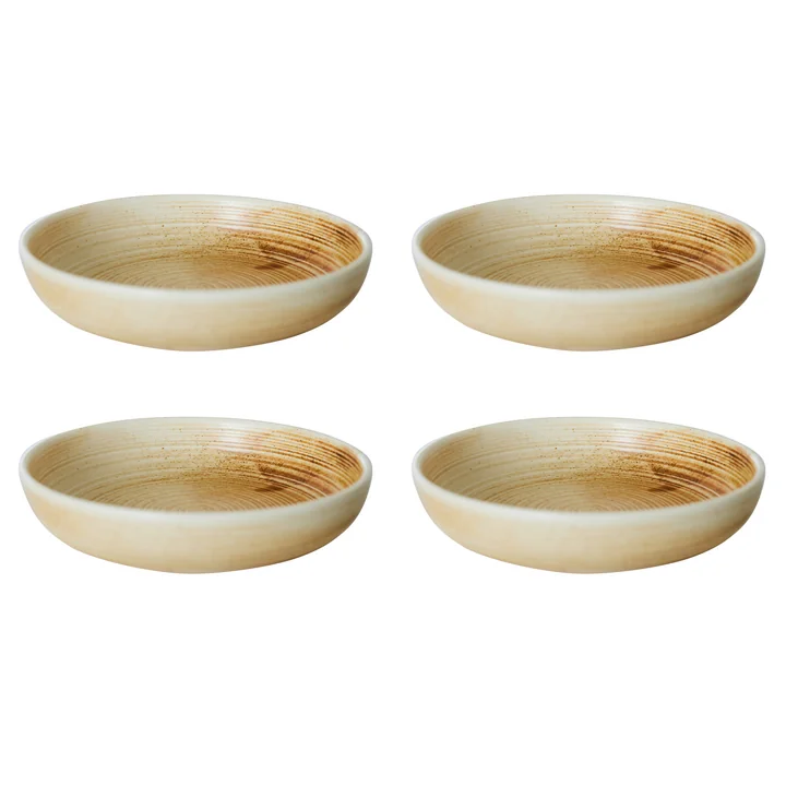 HKliving - Chef Ceramics tiefer Teller, Ø 21,5 cm, rustic cream / brown (4er-Set)