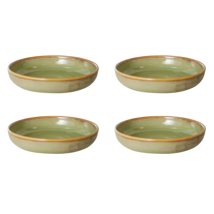 HKliving - Chef Ceramics tiefer Teller, Ø 19,3 cm, moss green (4er-Set)