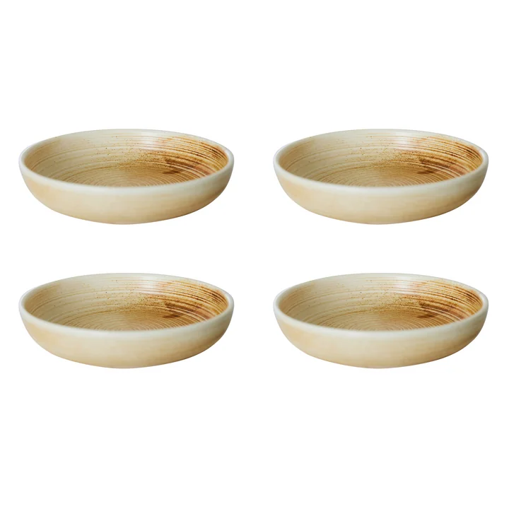 HKliving - Chef Ceramics tiefer Teller, Ø 19,3 cm, rustic cream / brown (4er-Set)