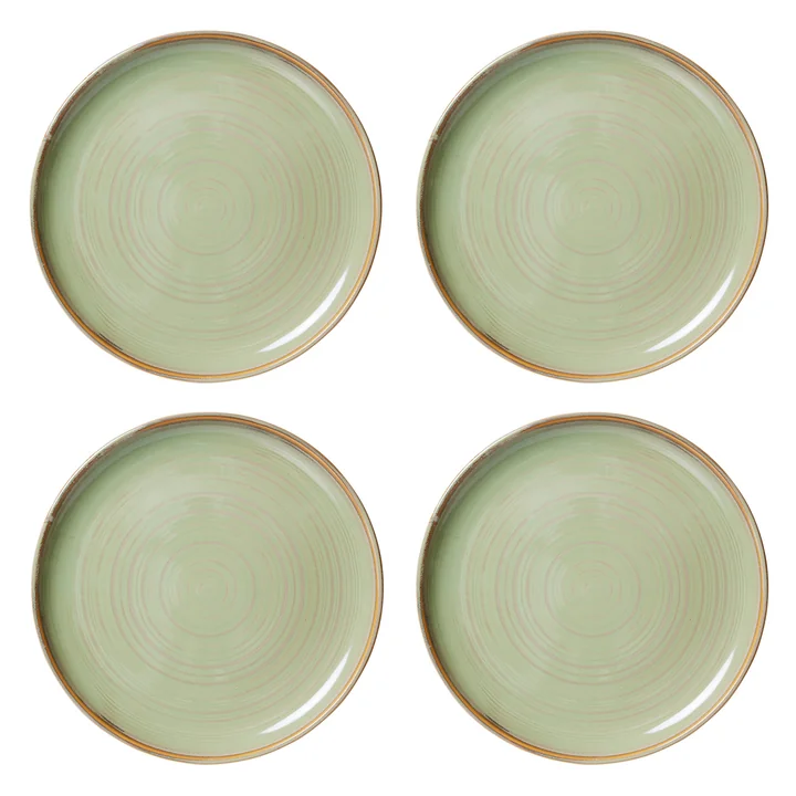 HKliving - Chef Ceramics Teller, Ø 26 cm, moss green (4er-Set)