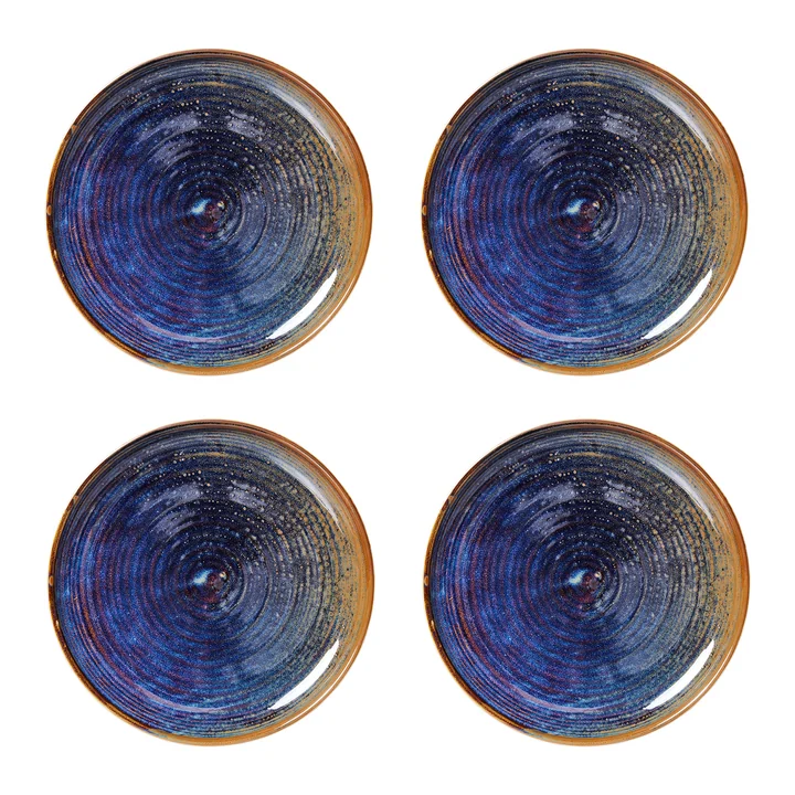 HKliving - Chef Ceramics Teller, Ø 20 cm, rustic blue (4er-Set)