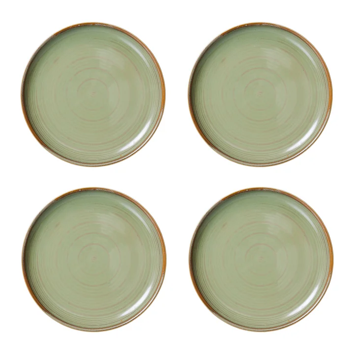 HKliving - Chef Ceramics Teller, Ø 20 cm, moss green (4er-Set)
