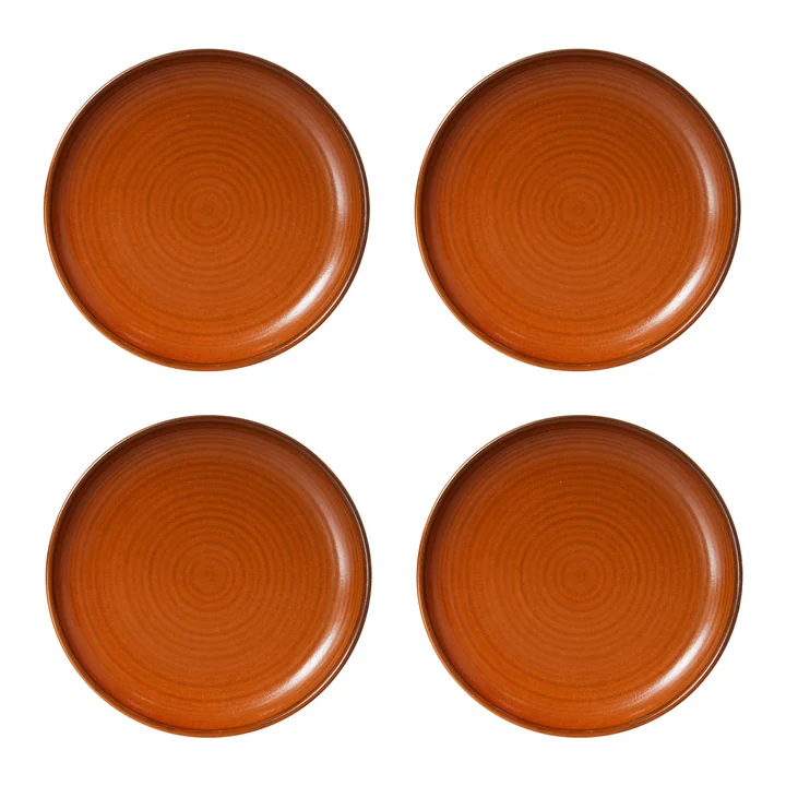 HKliving - Chef Ceramics Teller, Ø 20 cm, burned orange (4er-Set)