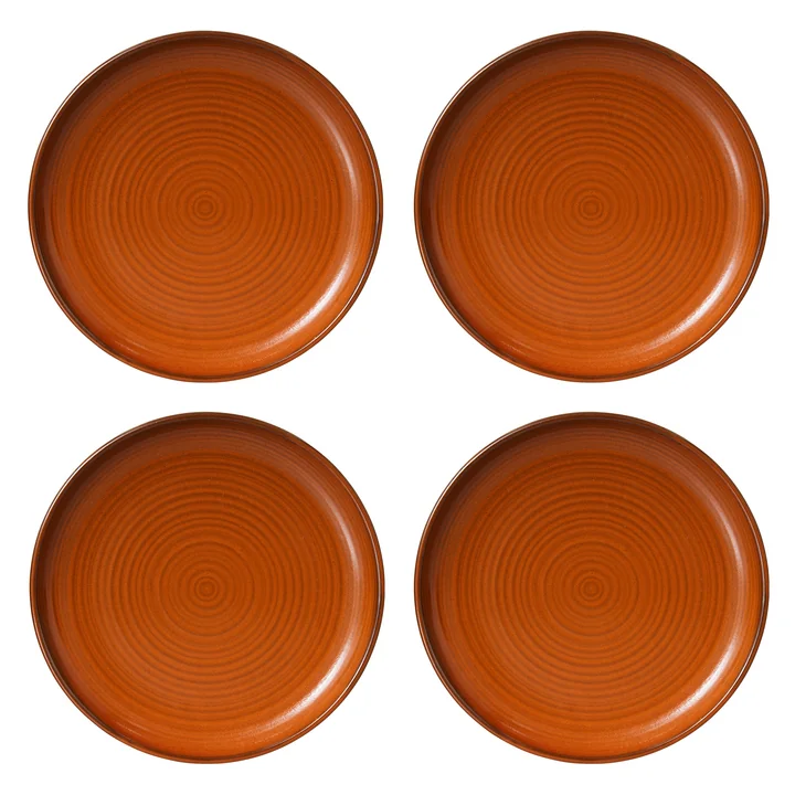 HKliving - Chef Ceramics Teller, Ø 26 cm, burned orange (4er-Set)