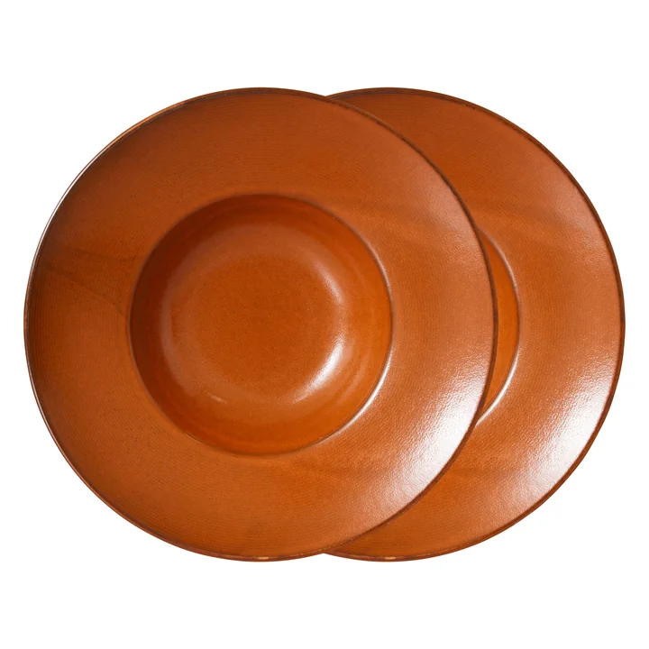 HKliving - Chef Ceramics Pasta Teller, Ø 28 cm, burned orange (2er-Set)