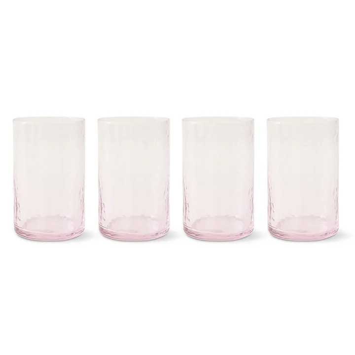 HKliving - Tube Trinkglas, H 12 cm / 400 ml, blush (4er-Set)