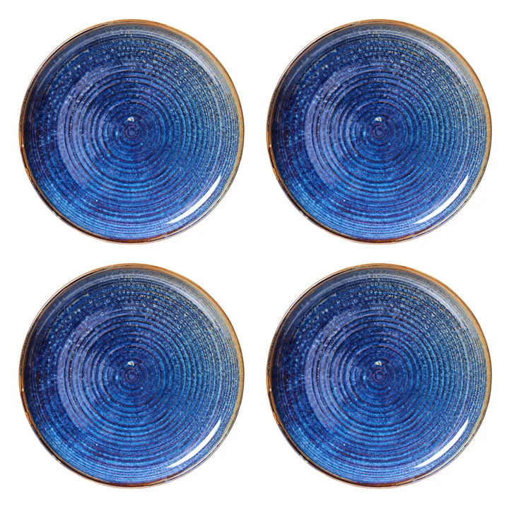 HKliving - Chef Ceramics Teller, Ø 26 cm, rustic blue (4er-Set)