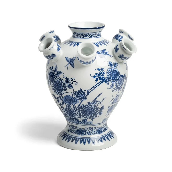 &klevering - Tulip Vase Cascade, blau / weiß