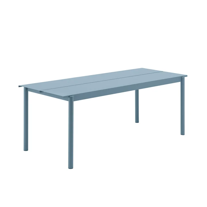 Linear Steel Outdoor Gartentisch, 200 x 75 cm, hellblau von Muuto