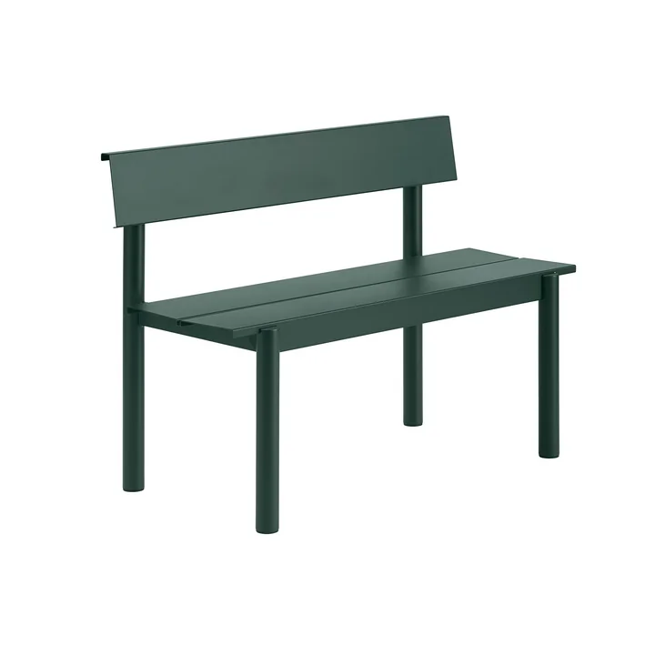 Muuto - Linear Steel Bank mit Rückenlehne, 110 cm, dunkelgrün