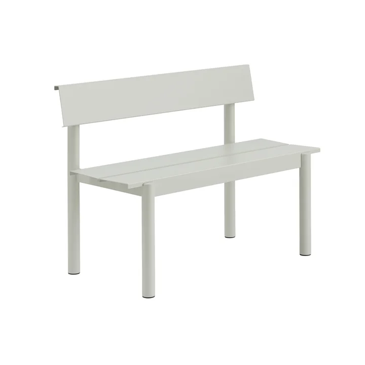 Muuto - Linear Steel Bank mit Rückenlehne, 110 cm, grau