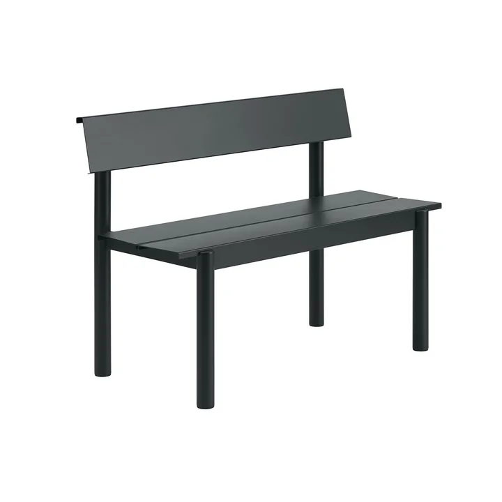 Muuto - Linear Steel Bank mit Rückenlehne, 110 cm, schwarz