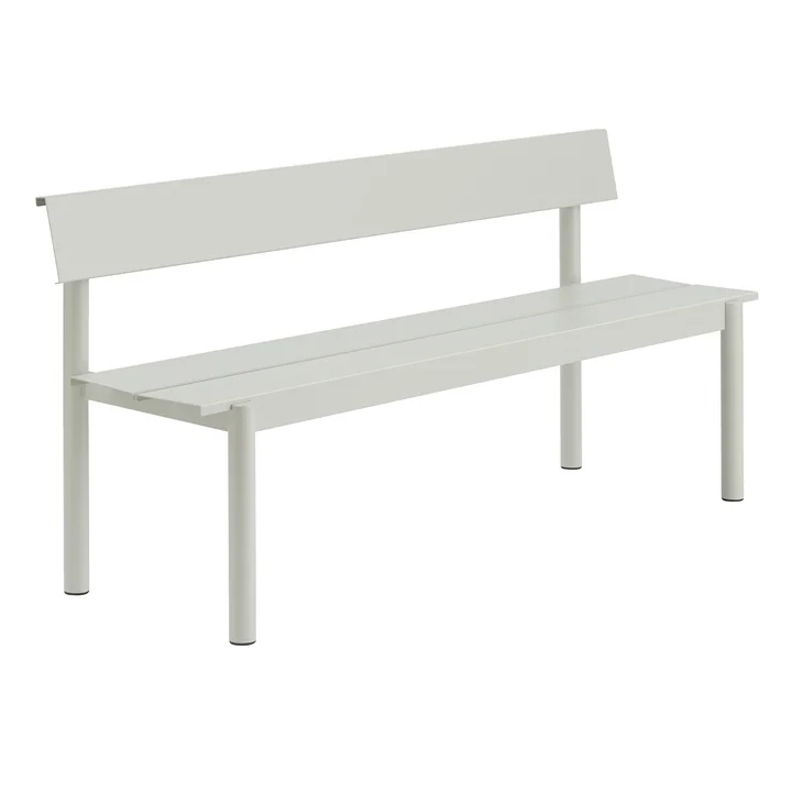 Muuto - Linear Steel Bank mit Rückenlehne, 170 cm, grau