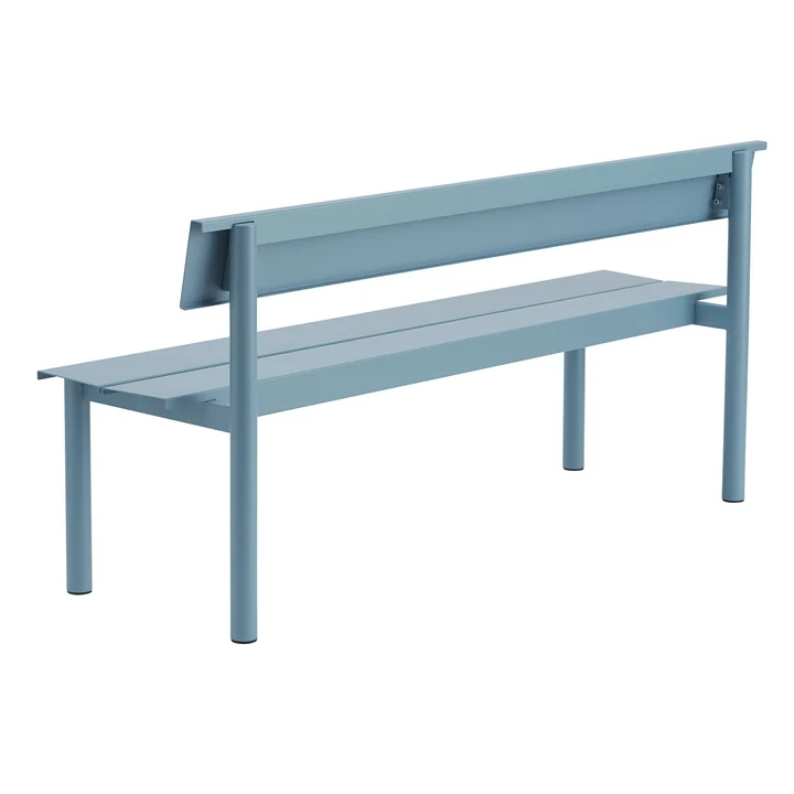 Muuto - Linear Steel Bank mit Rückenlehne, 170 cm, hellblau