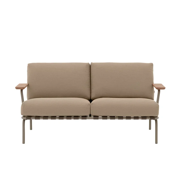 Muuto - Settle Outdoor 2-Sitzer Sofa, braun / taupe (Stoff Ribbed Weave 5)