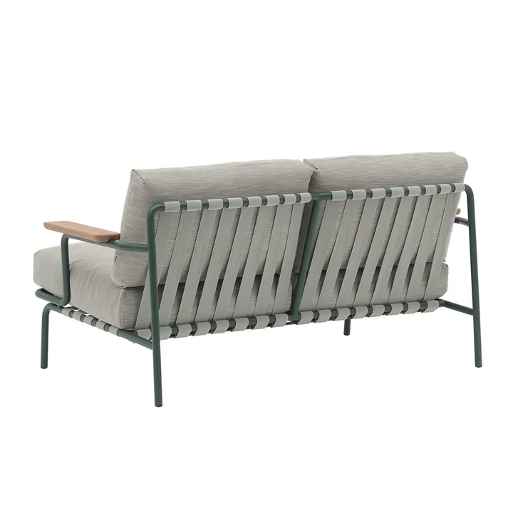 Muuto - Settle Outdoor 2-Sitzer Sofa, grün / dunkelgrün (Stoff Ribbed Weave 2)
