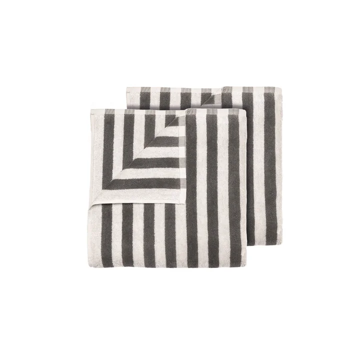 Blomus - Arto Gästehandtuch, 50 x 30 cm, breite Streifen, moonbeam / magnet (2er-Set)