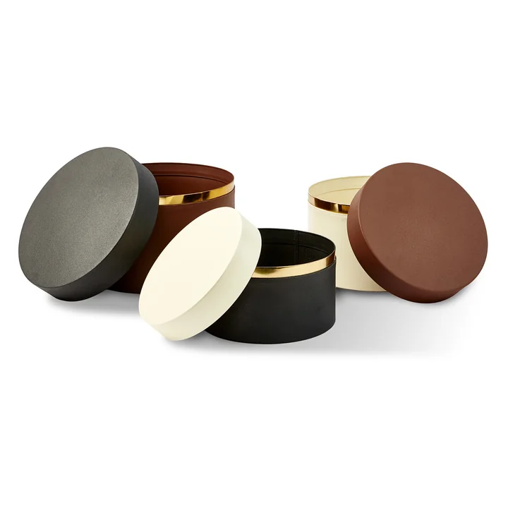 POLSPOTTEN - Round Metal Caps And Jars Vorratsdose 3er-Set, dunkelbraun